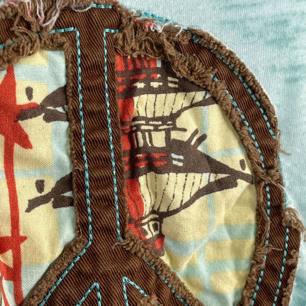 Hippie Tank Top Womens Medium Indie Festival Boho Embroidered Peace Sign Retro - Picture 15 of 16